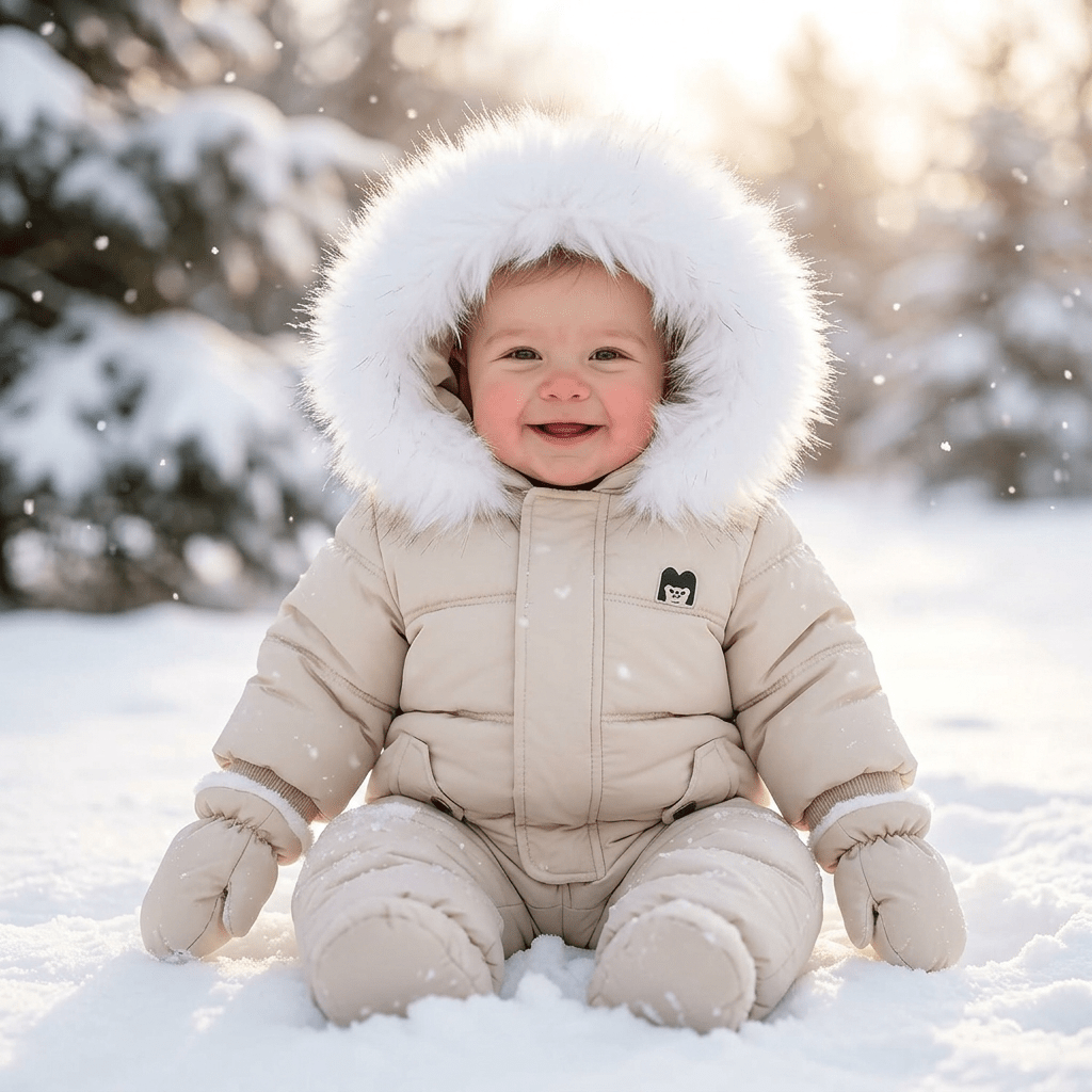 Baby Snowsuit with Hood – Warm Winter Jumpsuit with Soft Lining & Zipper, 4 Colors, 0-24 Months – Figueral - Nalani - Fashion Clothing and Decor