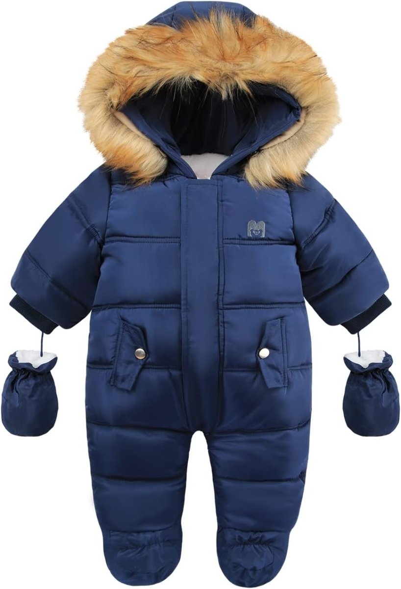 Baby Snowsuit with Hood – Warm Winter Jumpsuit with Soft Lining & Zipper, 4 Colors, 0-24 Months – Figueral - Nalani - Fashion Clothing and Decor