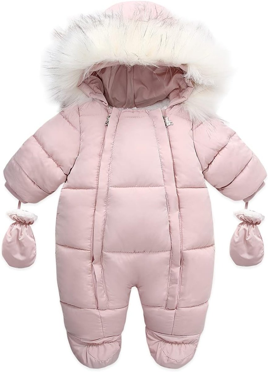 Baby Snowsuit with Hood – Warm Winter Jumpsuit with Soft Lining & Zipper, 4 Colors, 0-24 Months – Figueral - Nalani - Fashion Clothing and Decor