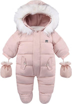Baby Snowsuit with Hood – Warm Winter Jumpsuit with Soft Lining & Zipper, 4 Colors, 0-24 Months – Figueral - Nalani - Fashion Clothing and Decor