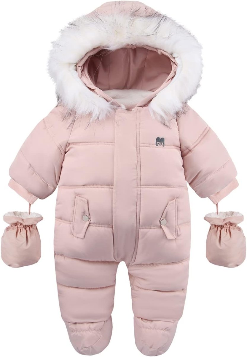 Baby Snowsuit with Hood – Warm Winter Jumpsuit with Soft Lining & Zipper, 4 Colors, 0-24 Months – Figueral - Nalani - Fashion Clothing and Decor