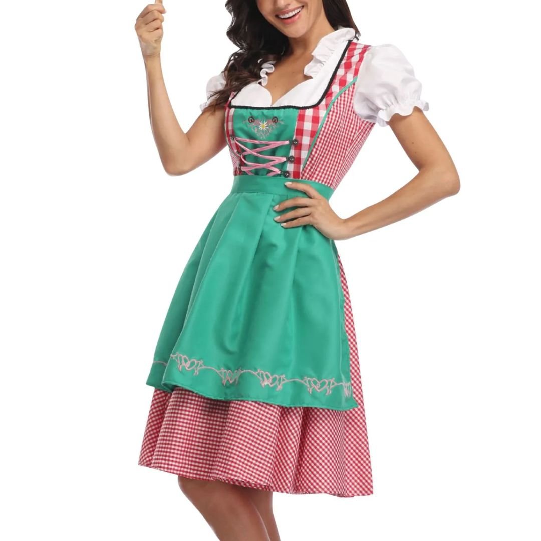 Bavarian Dirndl Dress - Oktoberfest German Folk Dress with Apron - Nalani - Fashion Clothing and Decor