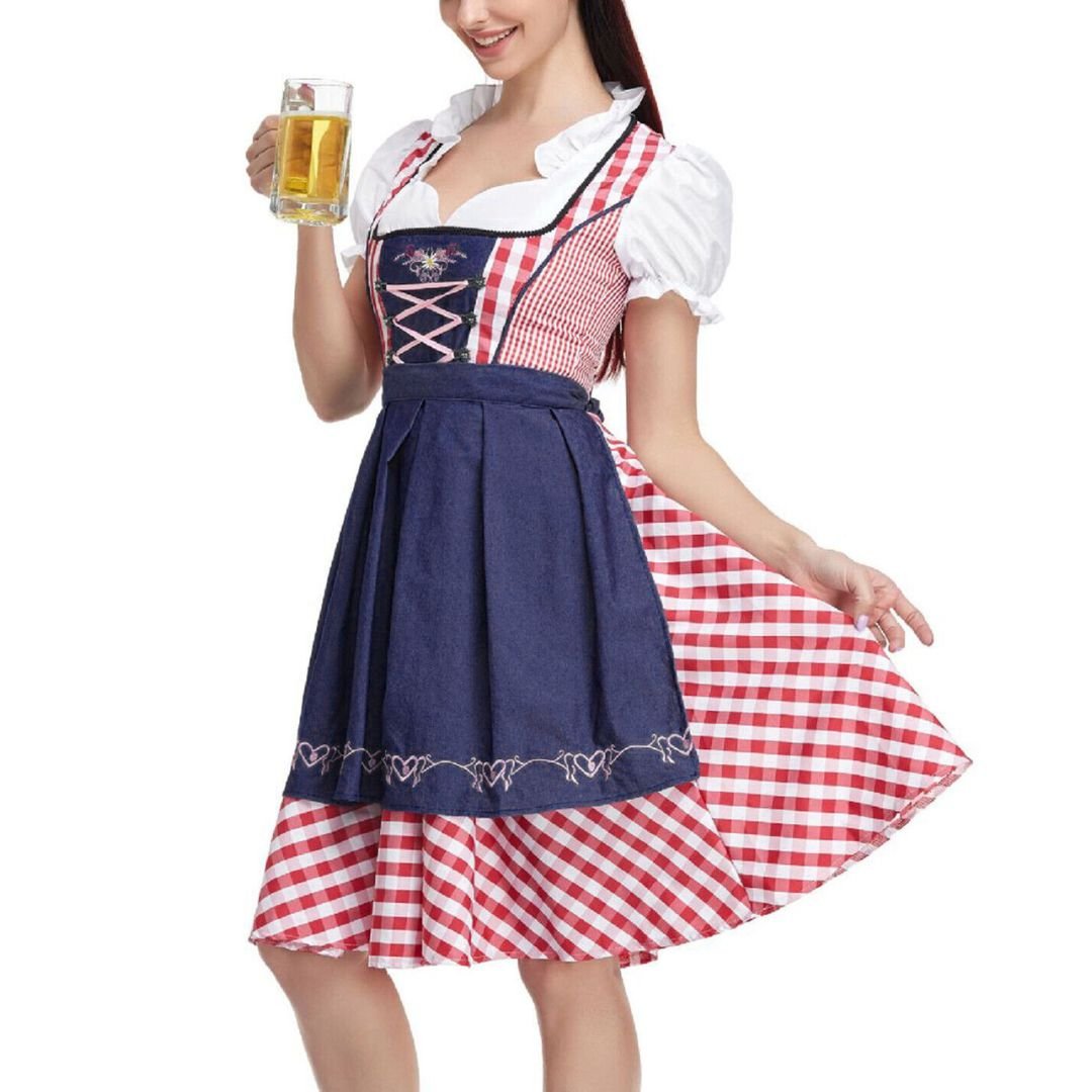 Bavarian Dirndl Dress - Oktoberfest German Folk Dress with Apron - Nalani - Fashion Clothing and Decor