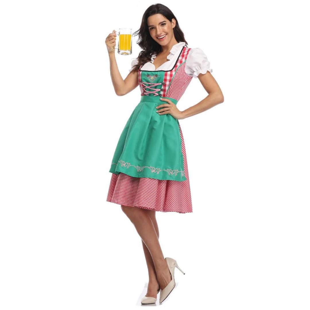 Bavarian Dirndl Dress - Oktoberfest German Folk Dress with Apron - Nalani - Fashion Clothing and Decor