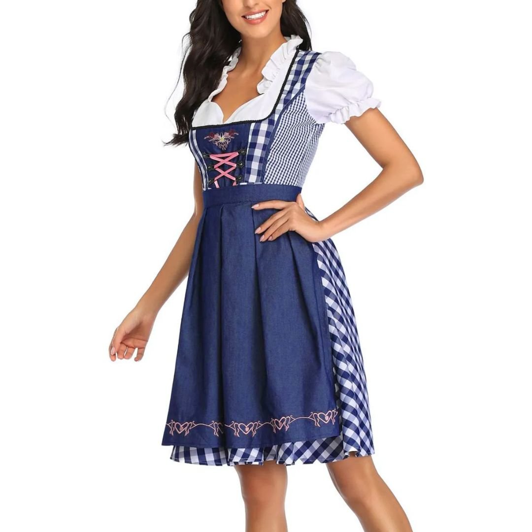 Bavarian Dirndl Dress - Oktoberfest German Folk Dress with Apron - Nalani - Fashion Clothing and Decor
