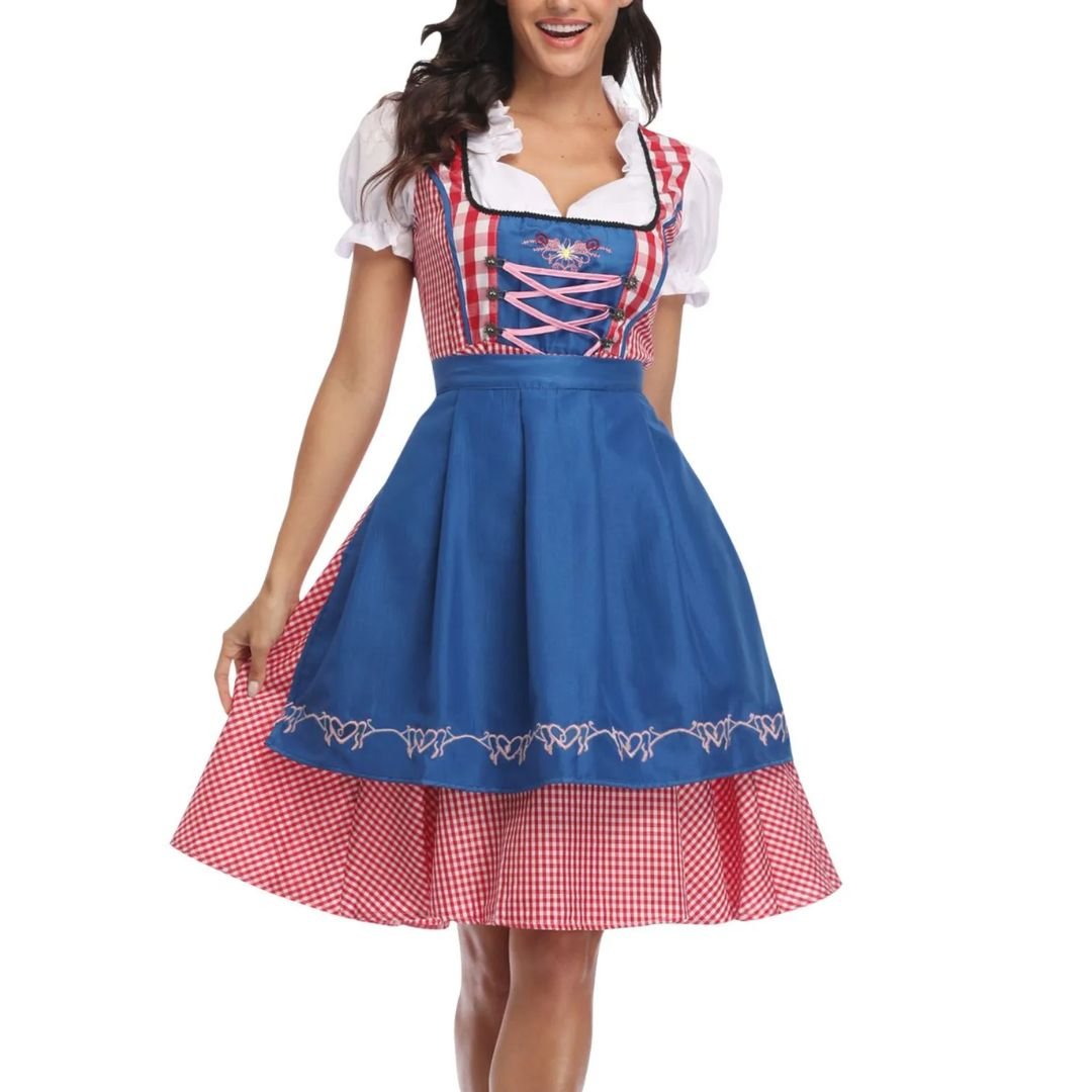 Bavarian Dirndl Dress - Oktoberfest German Folk Dress with Apron - Nalani - Fashion Clothing and Decor
