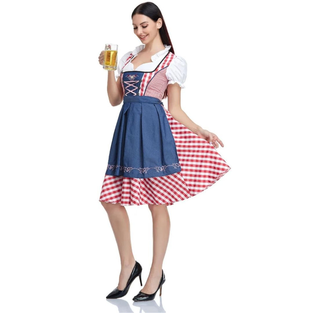 Bavarian Dirndl Dress - Oktoberfest German Folk Dress with Apron - Nalani - Fashion Clothing and Decor