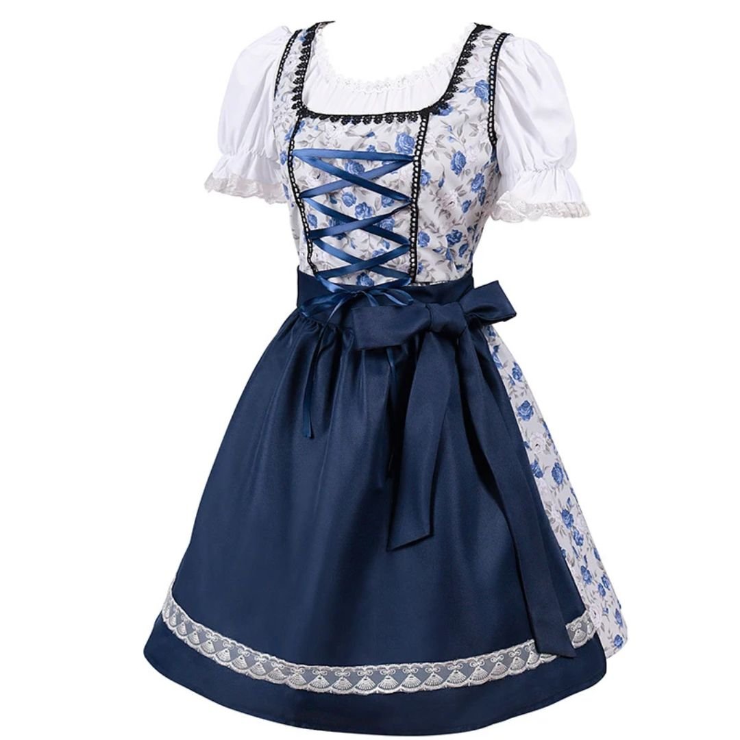 Bavarian Dirndl Dress - Oktoberfest Outfit with Lacing and Apron - Nalani - Fashion Clothing and Decor