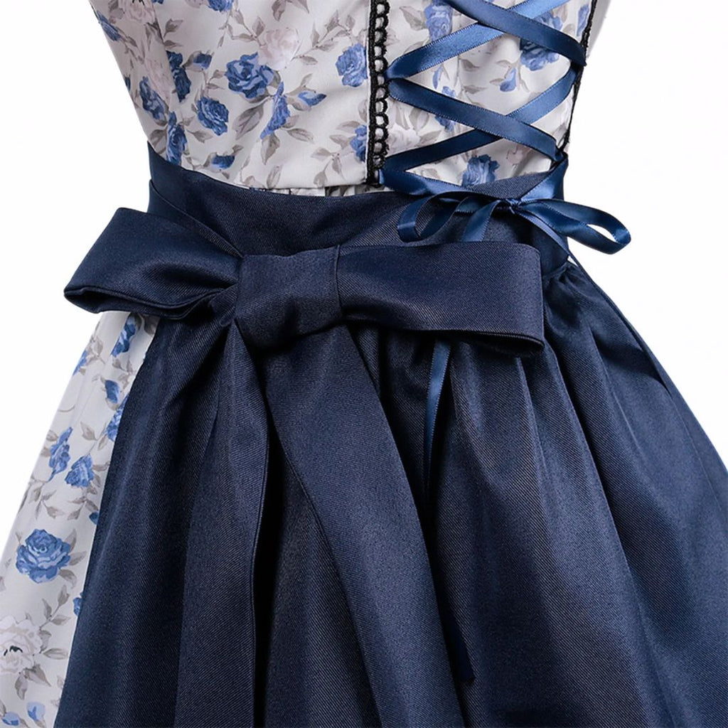 Bavarian Dirndl Dress - Oktoberfest Outfit with Lacing and Apron - Nalani - Fashion Clothing and Decor