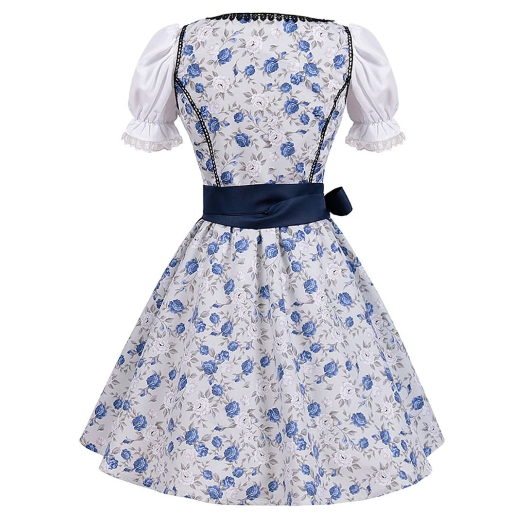 Bavarian Dirndl Dress - Oktoberfest Outfit with Lacing and Apron - Nalani - Fashion Clothing and Decor