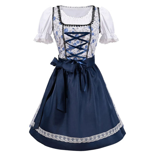 Bavarian Dirndl Dress - Oktoberfest Outfit with Lacing and Apron - Nalani - Fashion Clothing and Decor