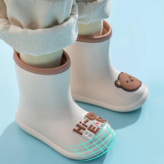 Bear Themed Waterproof Rubber Rain Boots For Kids 0 To 6 - Nalani - UK Fashion Clothing and Decor