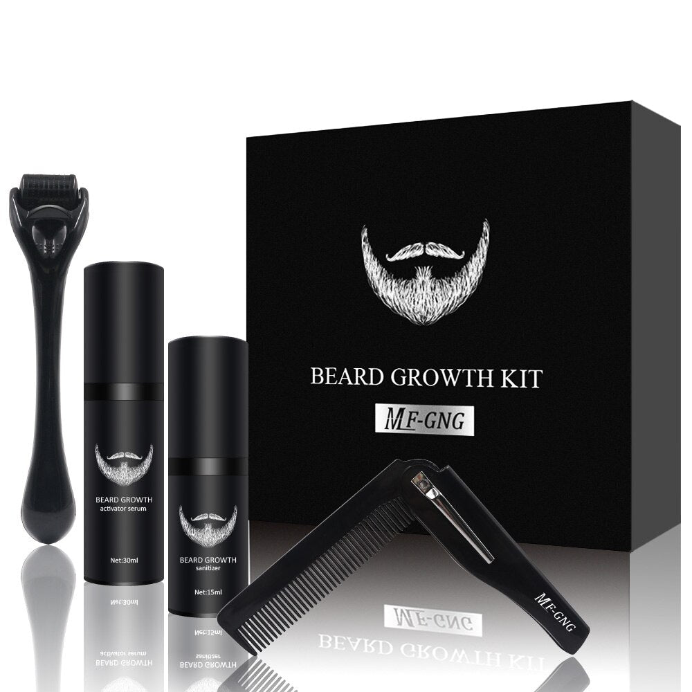 Beard Grooming Barber Kit – Men's Beard Care Set with Beard Roller, Beard Oil, Balm & Comb, 3 Sets - Nalani - Fashion Clothing and Decor