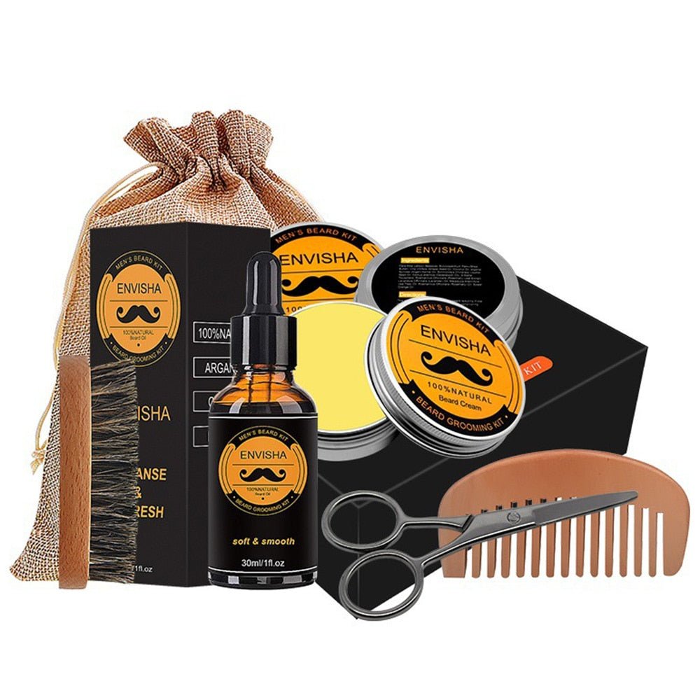 Beard Grooming Barber Kit – Men's Beard Care Set with Beard Roller, Beard Oil, Balm & Comb, 3 Sets - Nalani - Fashion Clothing and Decor