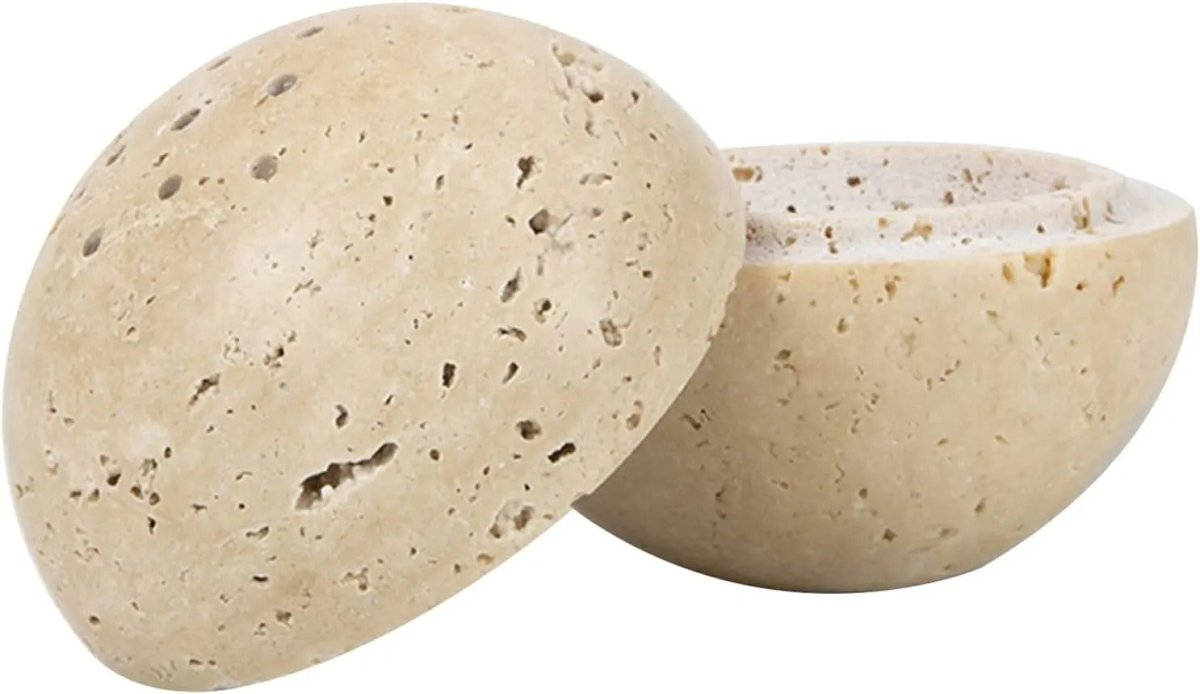 Beige Travertine Incense Burner Hand Carved Nine Holes - Nalani - UK Fashion Clothing and Decor
