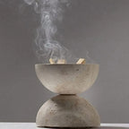 Beige Travertine Incense Burner Hand Carved Nine Holes - Nalani - UK Fashion Clothing and Decor