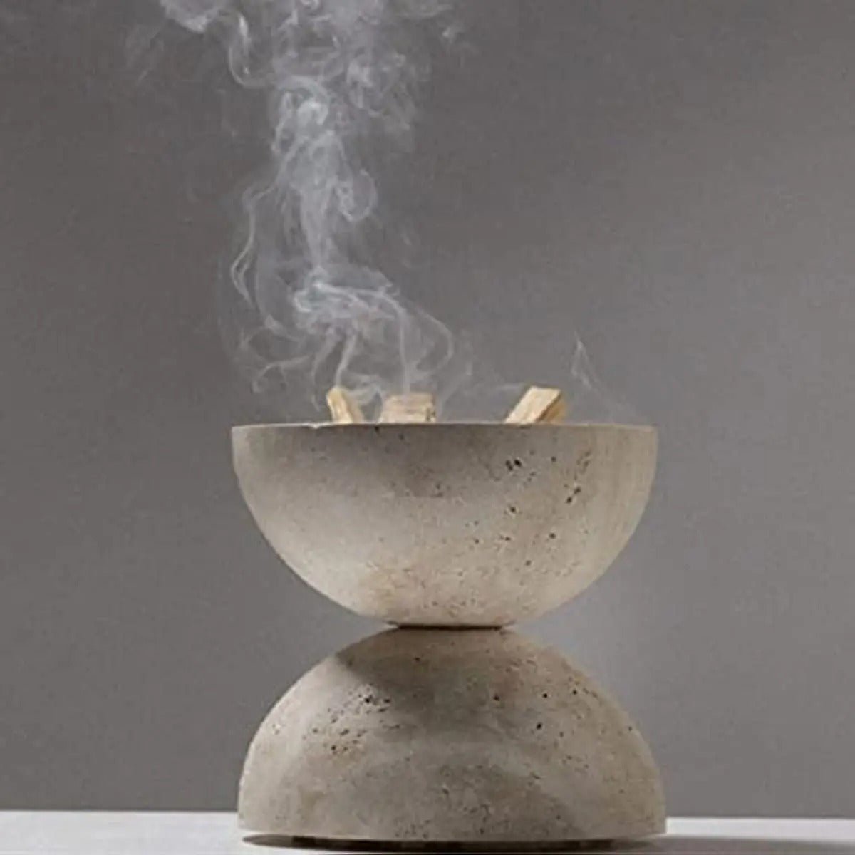 Beige Travertine Incense Burner Hand Carved Nine Holes - Nalani - UK Fashion Clothing and Decor