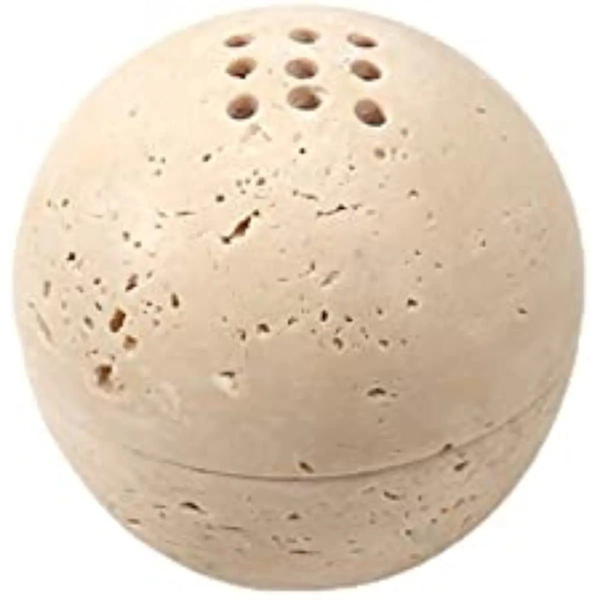 Beige Travertine Incense Burner Hand Carved Nine Holes - Nalani - UK Fashion Clothing and Decor