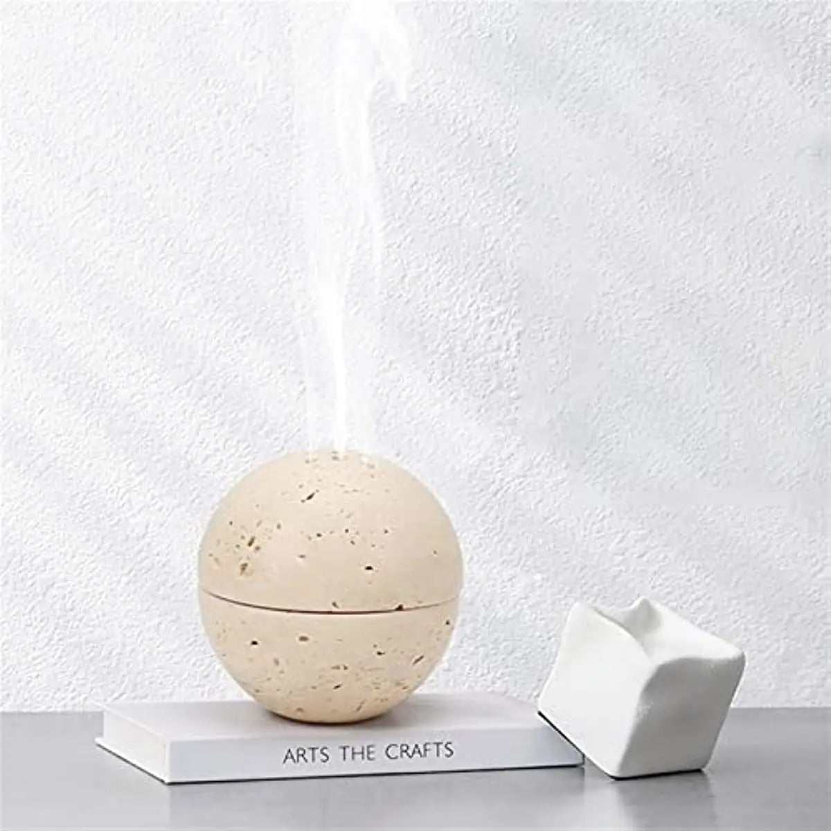 Beige Travertine Incense Burner Hand Carved Nine Holes - Nalani - UK Fashion Clothing and Decor