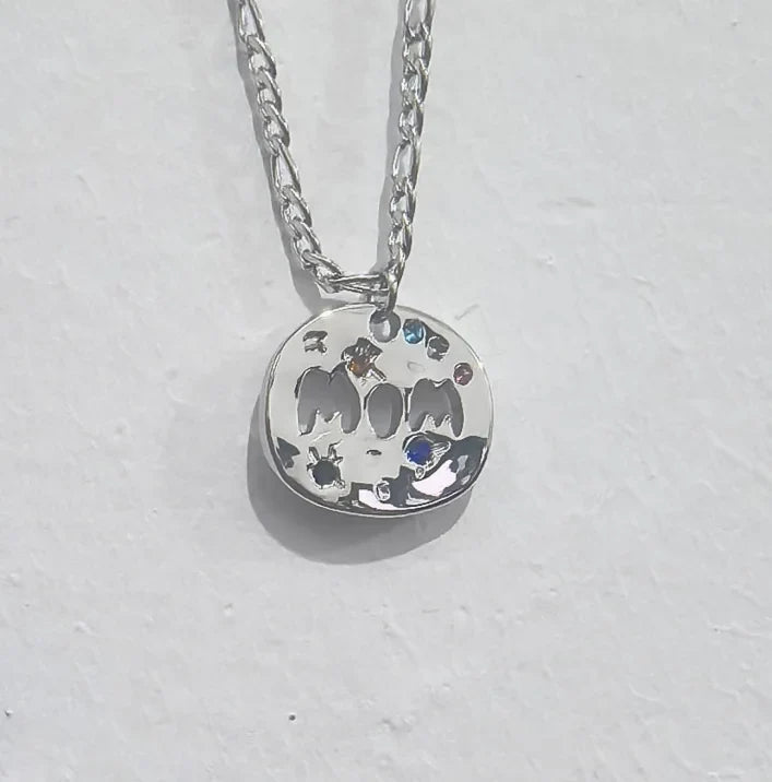 Bersh | Mother's Day MAMA Necklace Gift - Irregular Circular Guardian Pendant in Waterproof Stainless Steel, Dainty Mom Jewelry Gift for Women - Nalani - Fashion Clothing and Decor