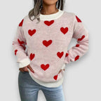 Bersh | Women's Heart Pattern Knit Sweater - Graphic Pullover - Nalani - Fashion Clothing and Decor