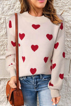 Bersh | Women's Heart Pattern Knit Sweater - Graphic Pullover - Nalani - Fashion Clothing and Decor