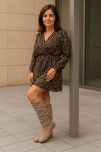 Bersh | Women's Slouchy Knee-High Boots - Block Heel Tall Boots - Nalani - Fashion Clothing and Decor