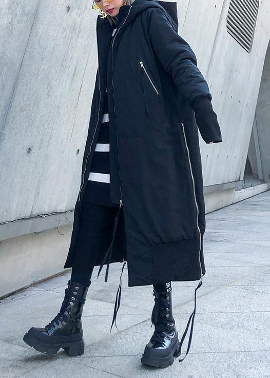 Black Oversized Parka With Hood And Full Zipper Closure - Nalani - UK Fashion Clothing and Decor