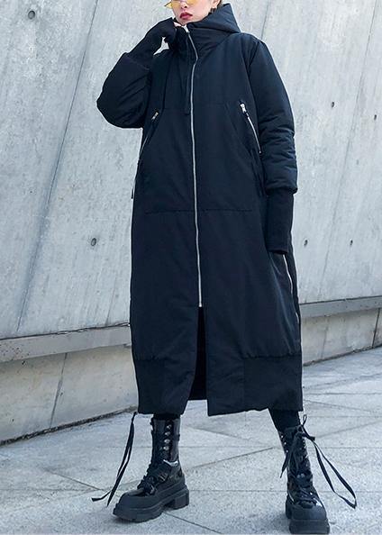 Black Oversized Parka With Hood And Full Zipper Closure - Nalani - UK Fashion Clothing and Decor