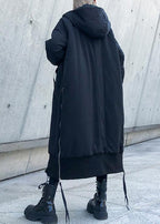 Black Oversized Parka With Hood And Full Zipper Closure - Nalani - UK Fashion Clothing and Decor