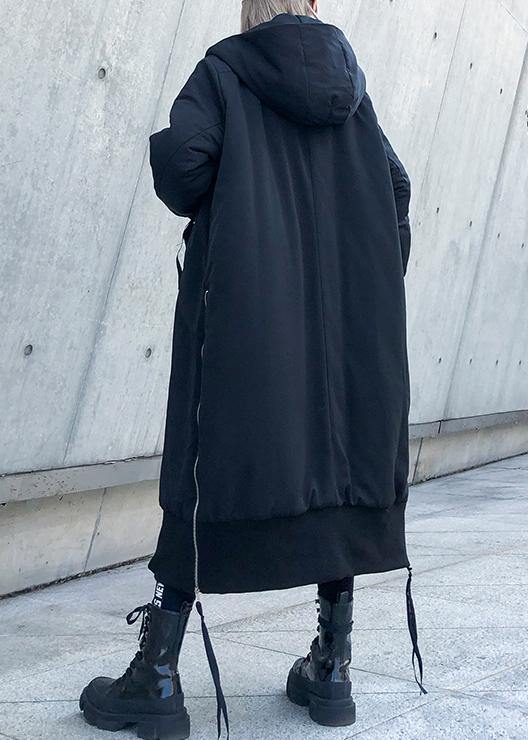 Black Oversized Parka With Hood And Full Zipper Closure - Nalani - UK Fashion Clothing and Decor
