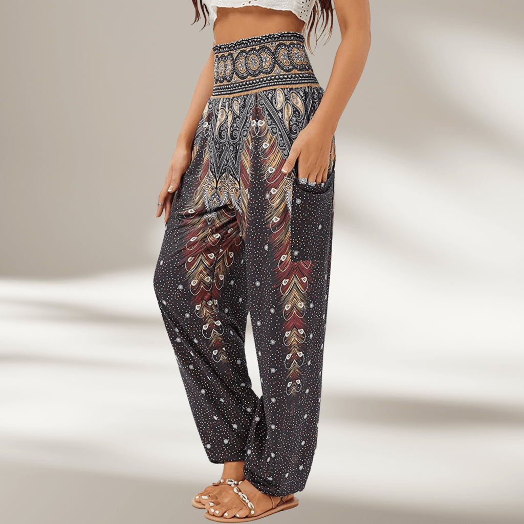 Bohemian Print High Waisted Harem Pants For Festival Comfort - Nalani - UK and AUS Fashion Clothing and Decor