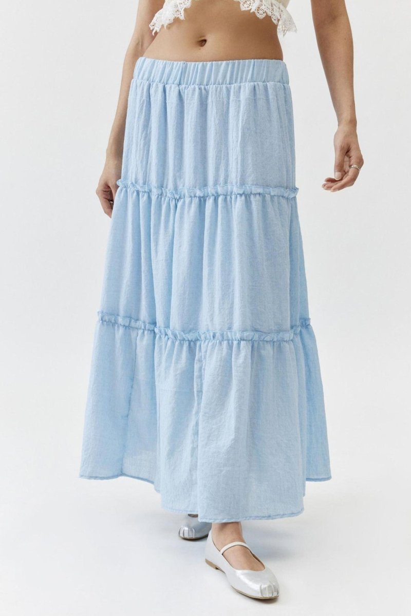 Bohemian Tiered Maxi Skirt With Elastic Waist For Summer - Nalani - UK and AUS Fashion Clothing and Decor