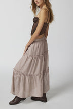 Bohemian Tiered Maxi Skirt With Elastic Waist For Summer - Nalani - UK and AUS Fashion Clothing and Decor