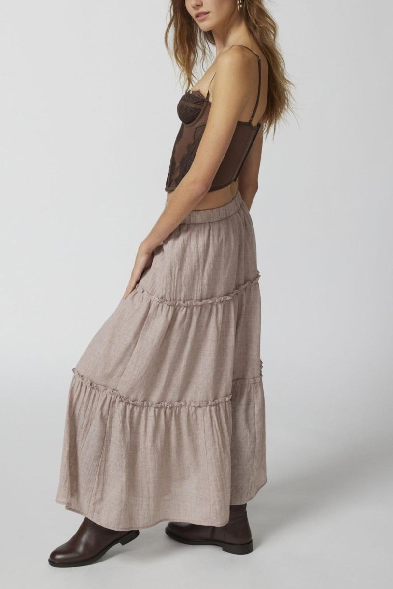 Bohemian Tiered Maxi Skirt With Elastic Waist For Summer - Nalani - UK and AUS Fashion Clothing and Decor