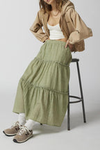 Bohemian Tiered Maxi Skirt With Elastic Waist For Summer - Nalani - UK and AUS Fashion Clothing and Decor