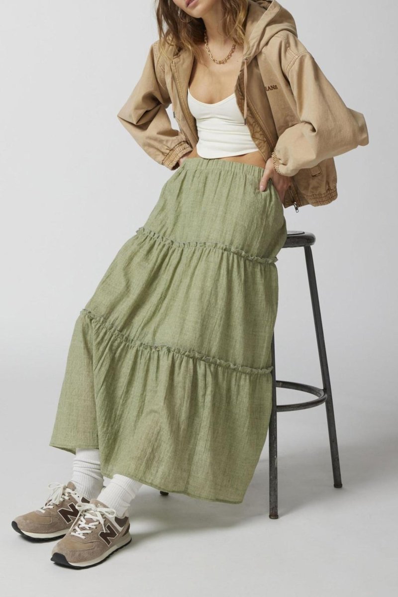 Bohemian Tiered Maxi Skirt With Elastic Waist For Summer - Nalani - UK and AUS Fashion Clothing and Decor