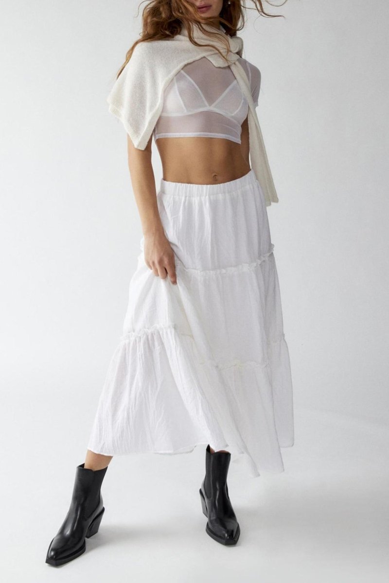 Bohemian Tiered Maxi Skirt With Elastic Waist For Summer - Nalani - UK and AUS Fashion Clothing and Decor