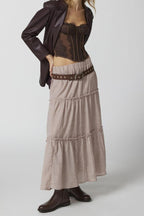 Bohemian Tiered Maxi Skirt With Elastic Waist For Summer - Nalani - UK and AUS Fashion Clothing and Decor