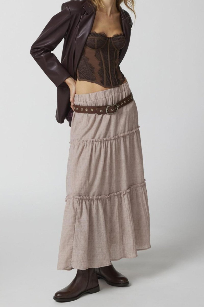 Bohemian Tiered Maxi Skirt With Elastic Waist For Summer - Nalani - UK and AUS Fashion Clothing and Decor