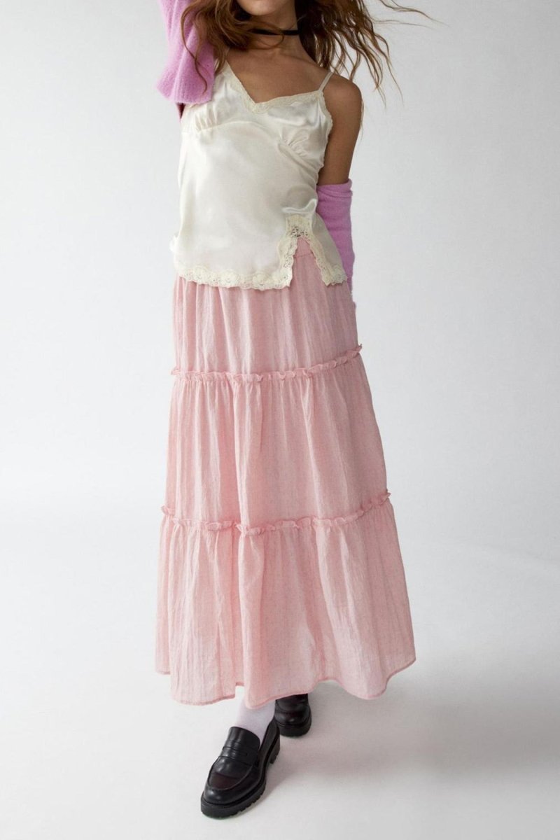 Bohemian Tiered Maxi Skirt With Elastic Waist For Summer - Nalani - UK and AUS Fashion Clothing and Decor