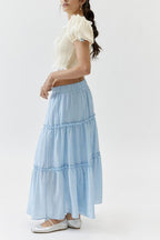 Bohemian Tiered Maxi Skirt With Elastic Waist For Summer - Nalani - UK and AUS Fashion Clothing and Decor