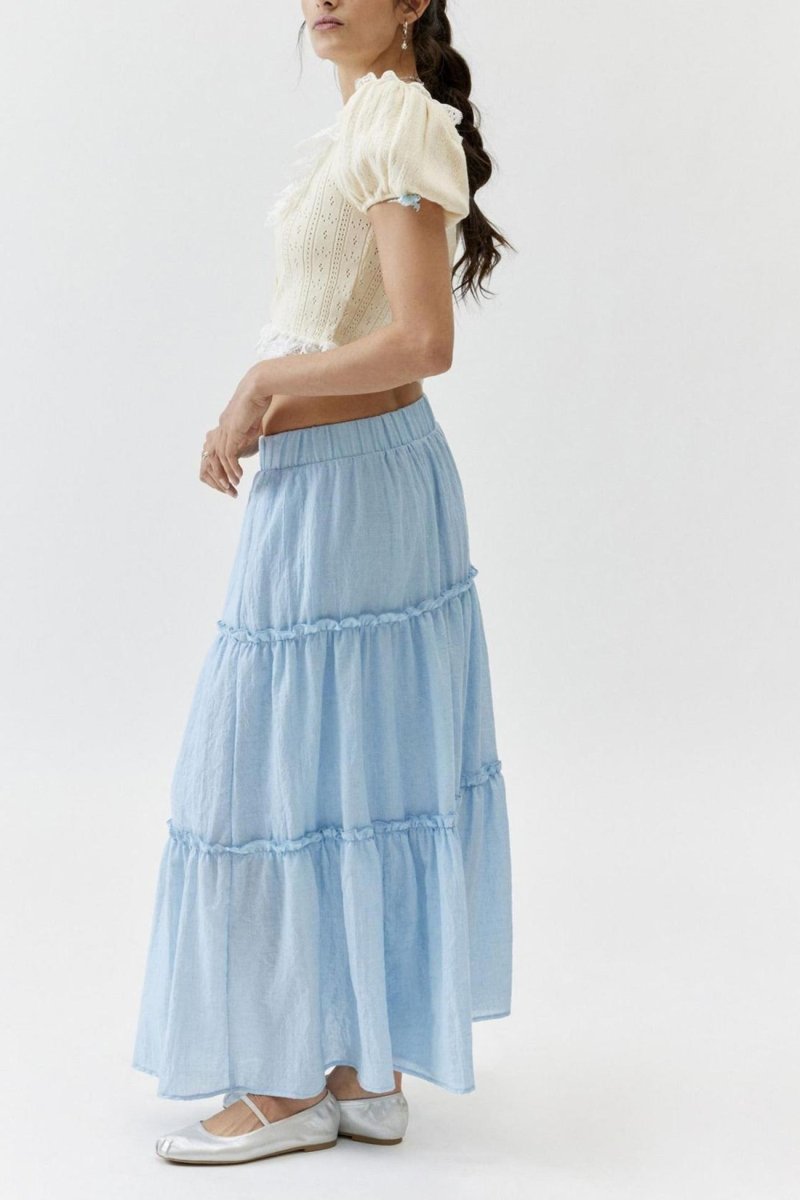 Bohemian Tiered Maxi Skirt With Elastic Waist For Summer - Nalani - UK and AUS Fashion Clothing and Decor