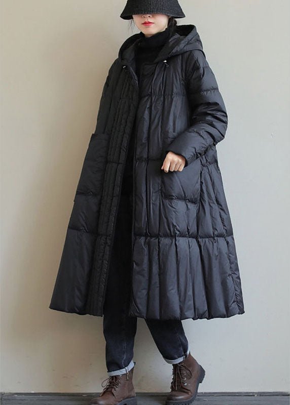 Boho Black Loose Pockets Winter Down Jacket Lightweight - Nalani - UK Fashion Clothing and Decor