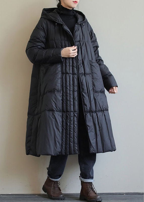Boho Black Loose Pockets Winter Down Jacket Lightweight - Nalani - UK Fashion Clothing and Decor