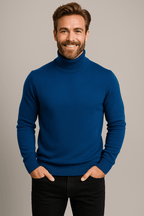 Bold Colour Turtleneck Sweater For Men Slim Fit Knitwear - Nalani - UK Fashion Clothing and Decor