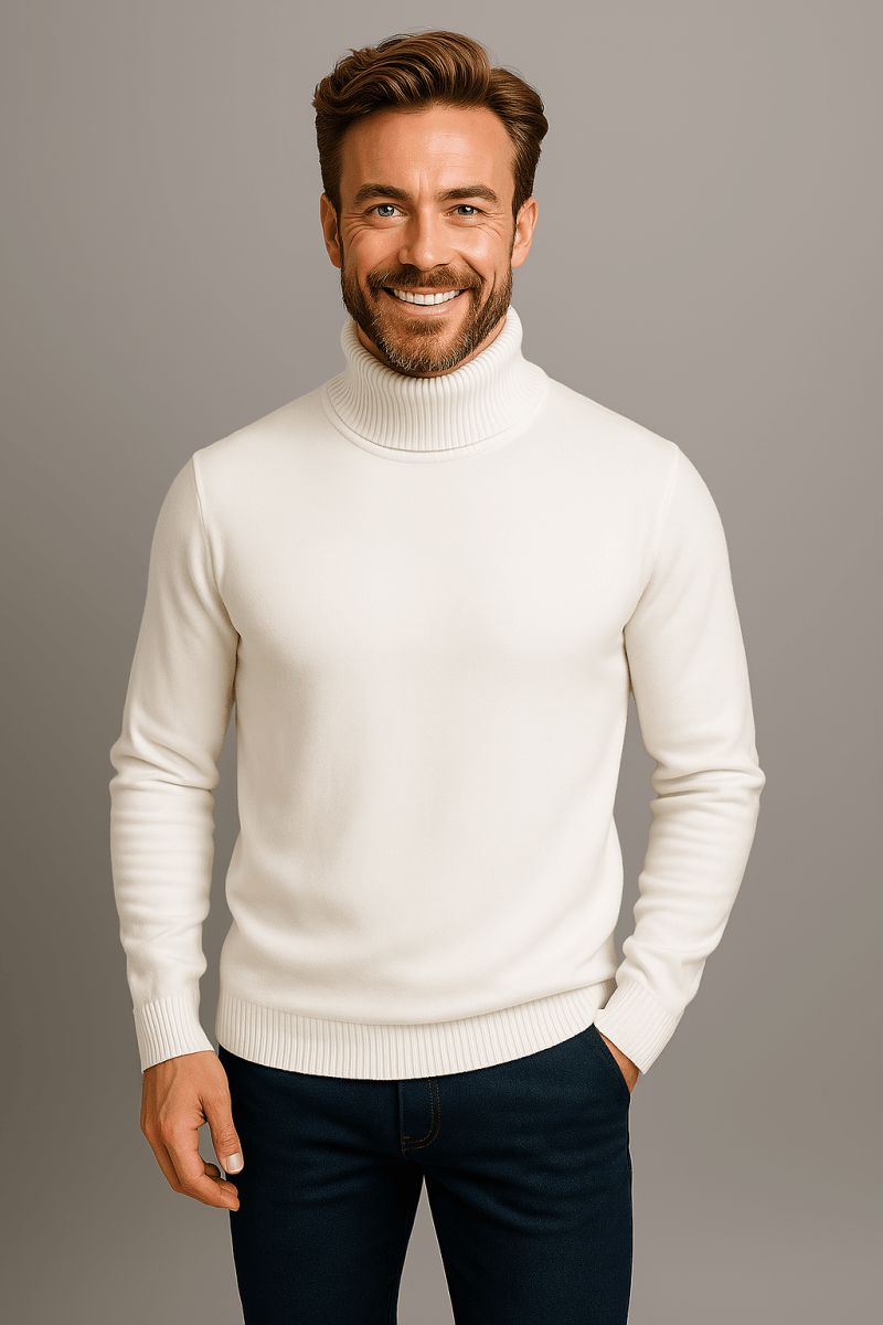 Bold Colour Turtleneck Sweater For Men Slim Fit Knitwear - Nalani - UK Fashion Clothing and Decor