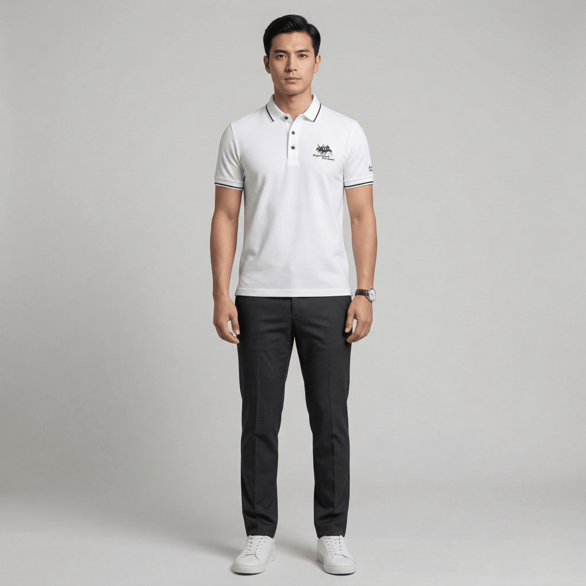 Breathable Cotton Polo Shirt For Men With Short Sleeves And Collar - Nalani - UK and AUS Fashion Clothing and Decor