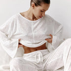 Breathable Loungewear Set Roundneck Top Ankle Pants - Nalani - UK Fashion Clothing and Decor
