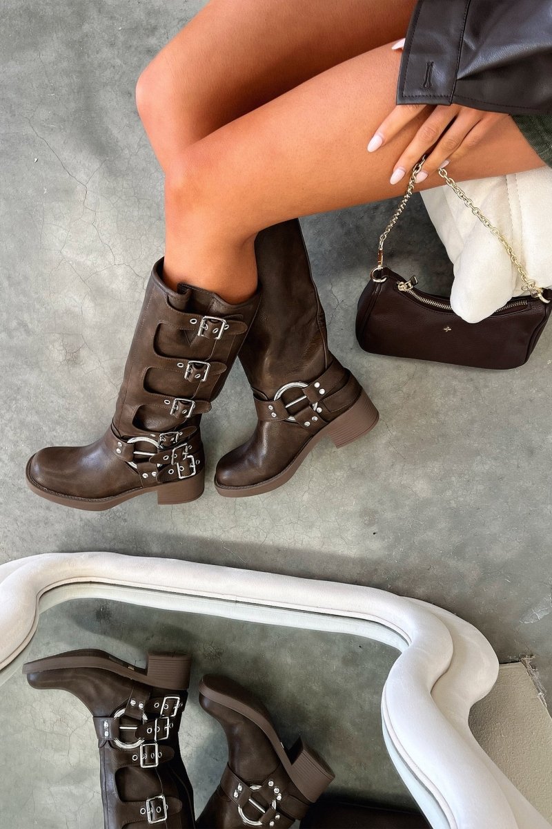 Brown Leather Boots Women Timeless Style Refined Everyday - Nalani - Fashion Clothing and Decor